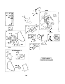Cylinder/Crankshaft/Crankcase Diagram and Parts List for 20B400 0017-0698 Briggs and Stratton Engine